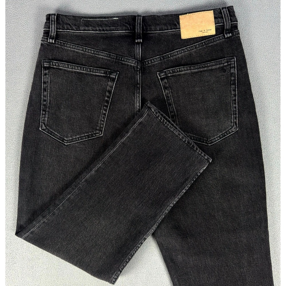 Rag Bone Jeans 30 Black Distressed Faded Wren High Rise Slim‎ Straight Crop